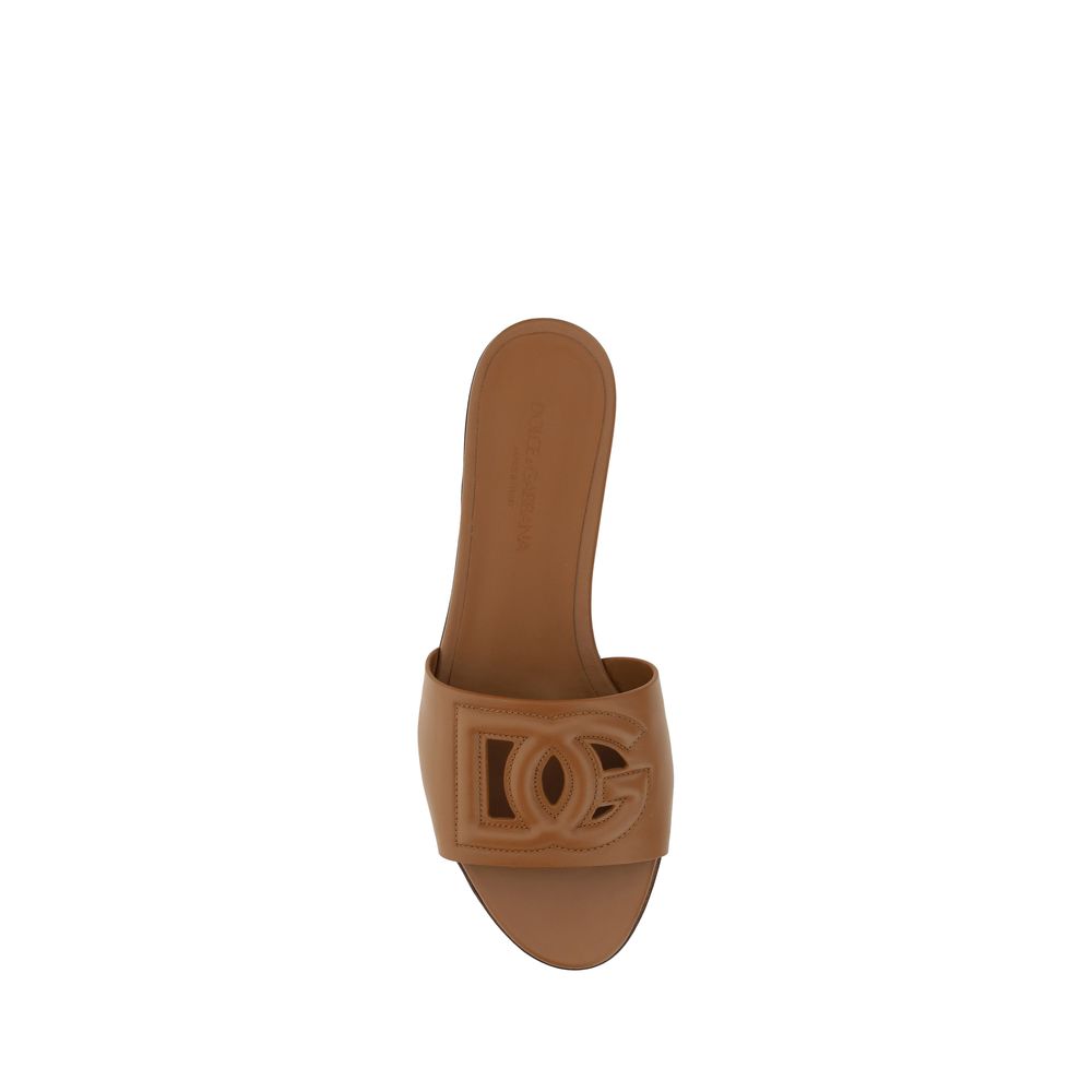 Dolce & Gabbana Brown Calf Leather Bos Taurus Flat Sandals - Image 5