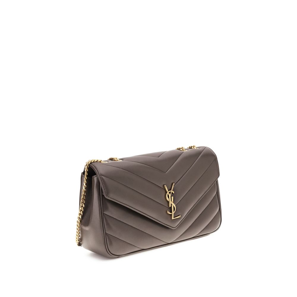 Saint Laurent Gray Lamb Ovis Aries Shoulder Bag - Image 3