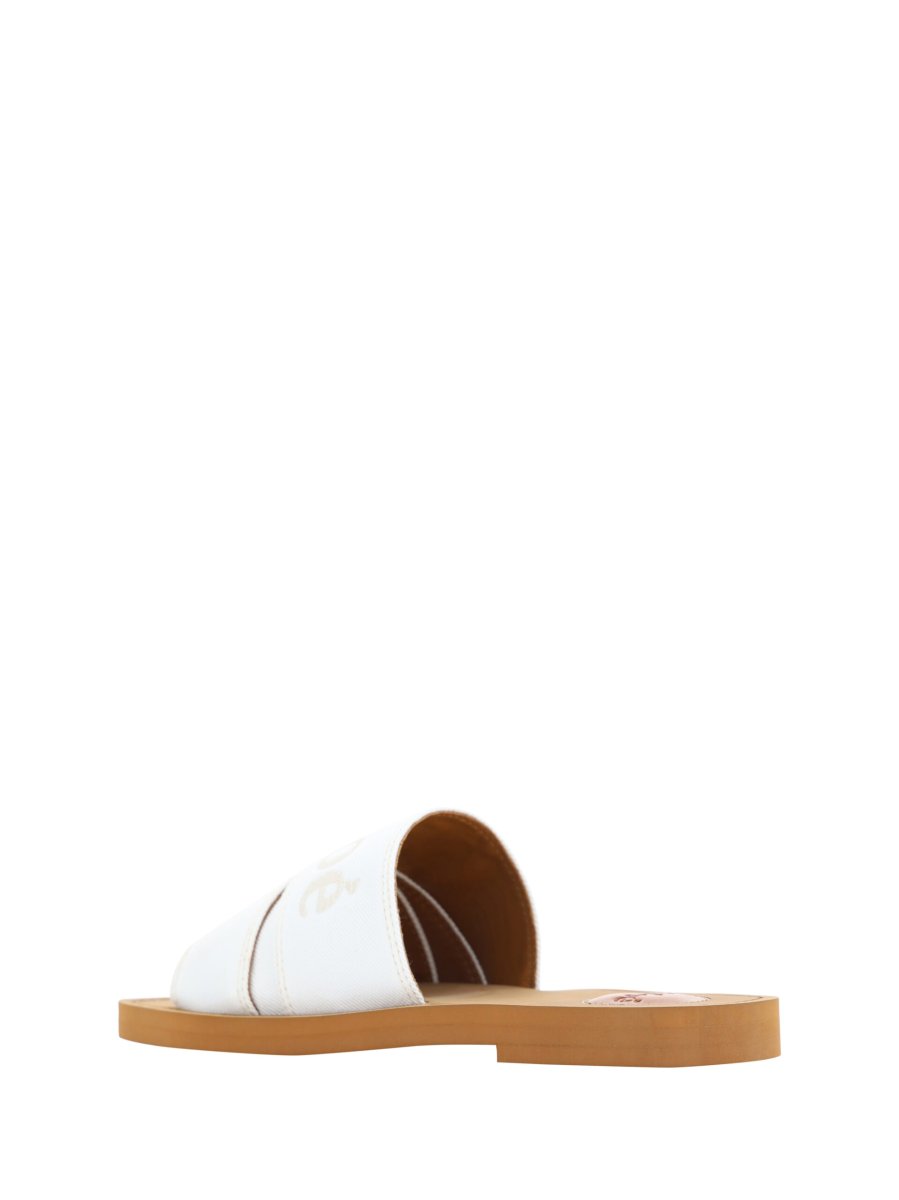 Chloé White Cotton Slides Woody Sandals - Image 4