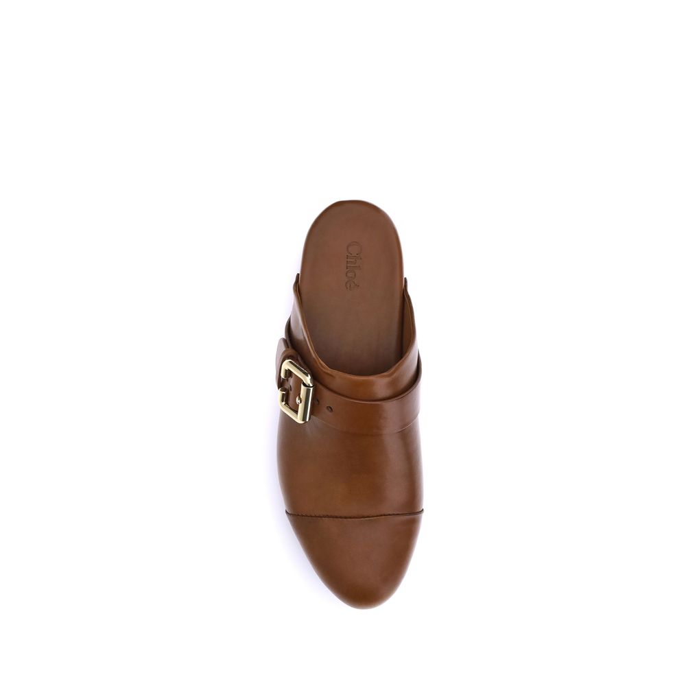 Chloé Brown Calf Leather Bos Taurus Clogs - Image 5