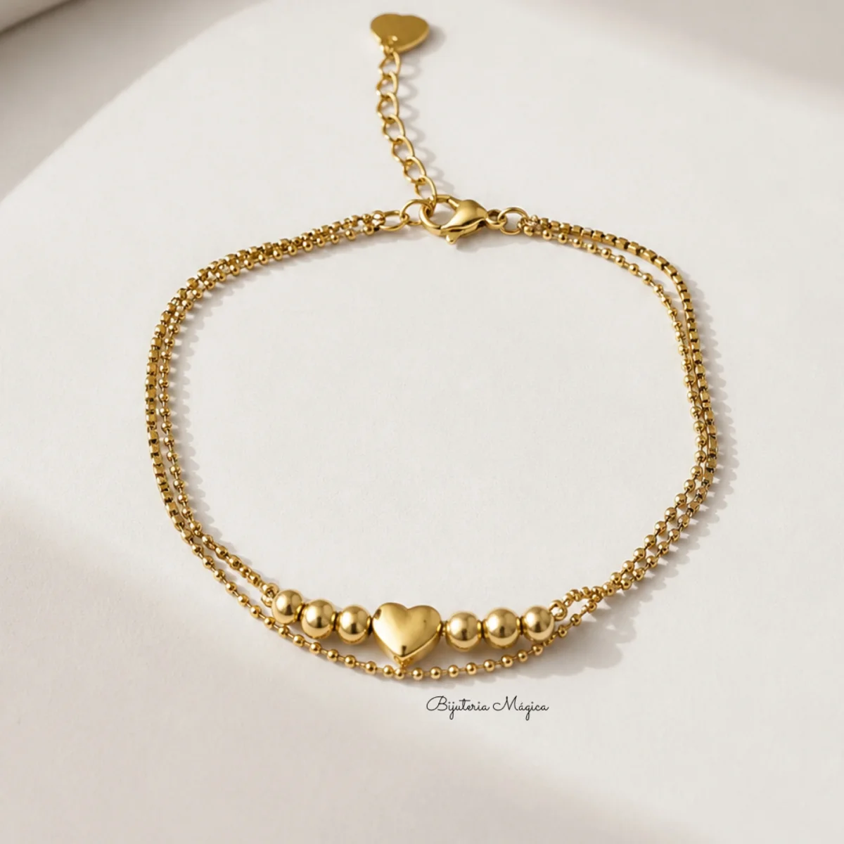 Pulseira Coração & Bolinhas em Aço - Image 4