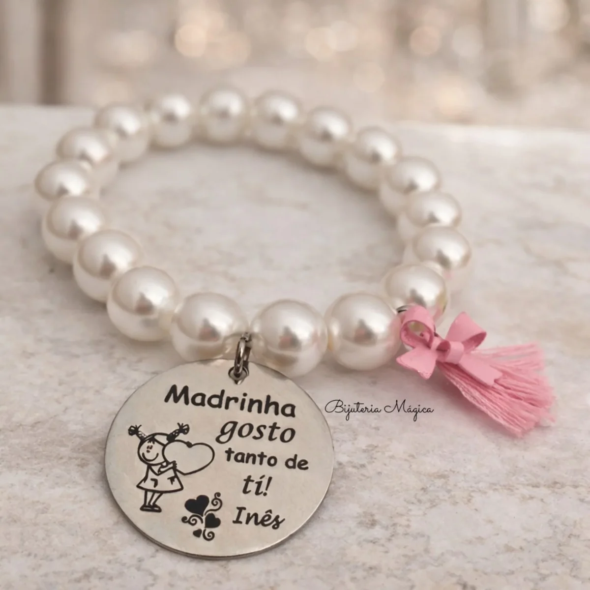 Pulseira Pérolas Madrinha Gosto Muito de Ti - Image 2